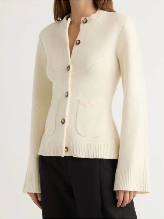 Modern Citizen Eames Organic Cotton-Wool Cardigan in Cream size large - Picture 1 of 8
